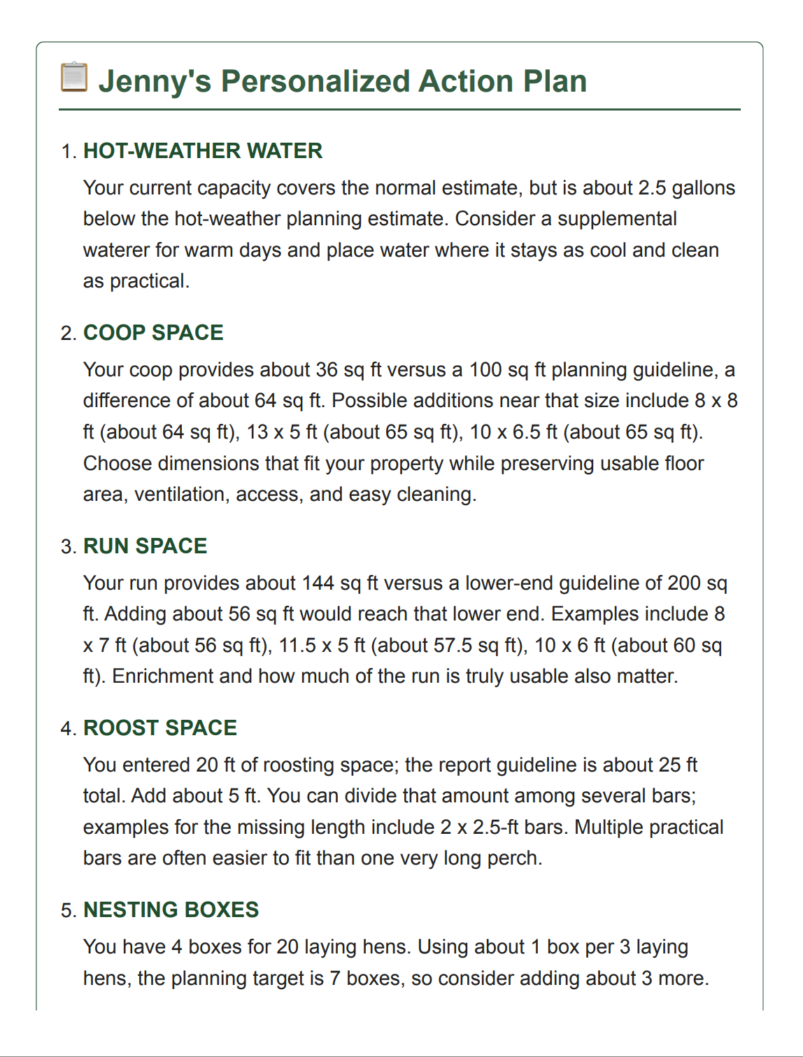 Personalized Chicken Flock Report & Care Plan